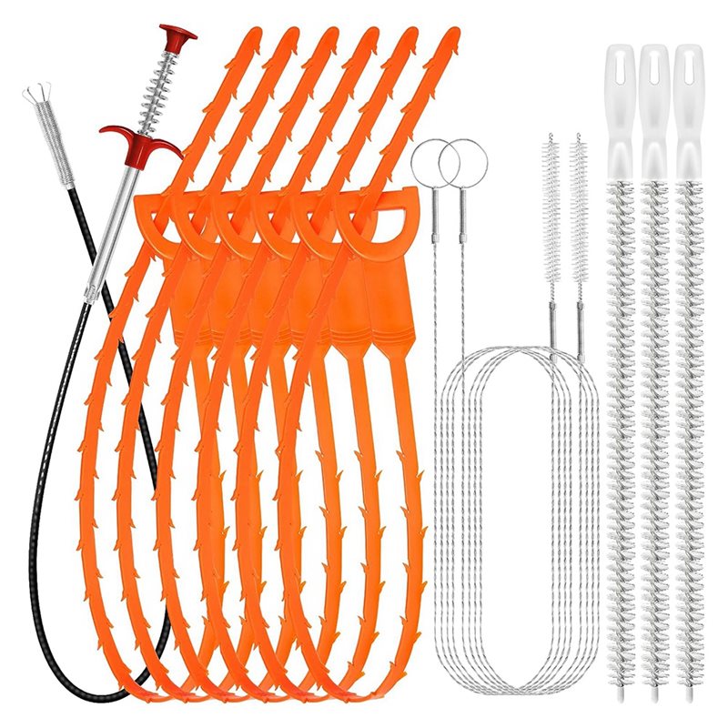 Drain Snake Flexible - ABNL สำหรับอ่างอาบน้ำ, ห้องน้ำ, อ่างล้างจานในครัว, เครื่องมือกำจัดเส้นผมในท่อระบายน้ำ, ชุดทำความสะอาดท่อระบายน้ำขนาด