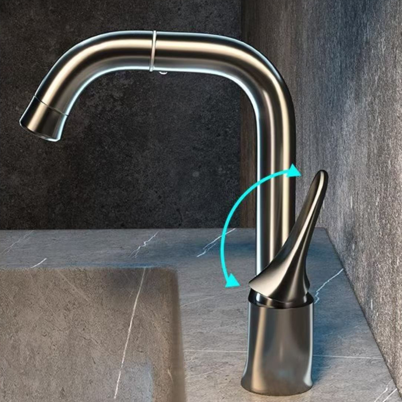 Basin Mixer Cartridge - ก๊อกน้ำอ่างล้างหน้าทองเหลืองอเนกประสงค์ ชุบผิวด้วยเทคนิคการขัดลายเส้น หมุนได้ 360 องศา °