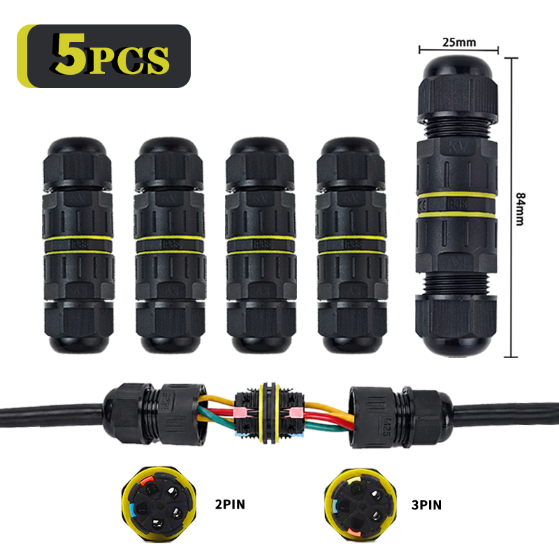 Push Fit Connector - ขั้วต่อสายไฟแบบกันน้ำ IP68 จำนวน 5 ชิ้น แบบเสียบเร็ว