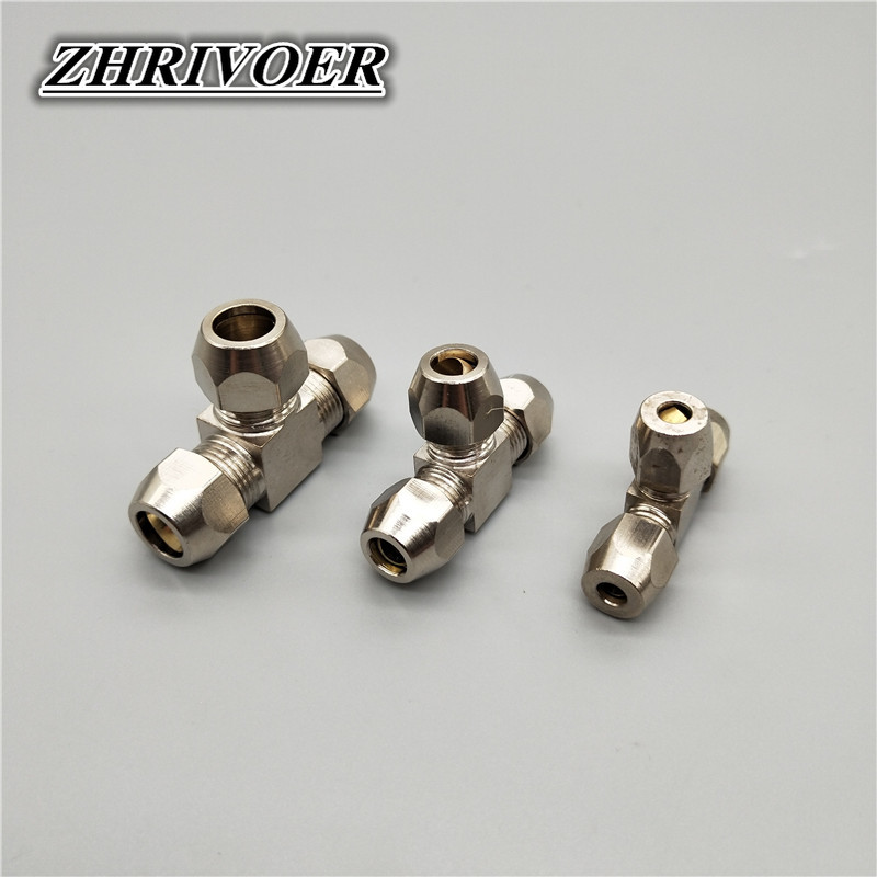 Compression Fitting Brass - 1Pcs Pneumatic อุปกรณ์ทองเหลือง T ประเภท4 6