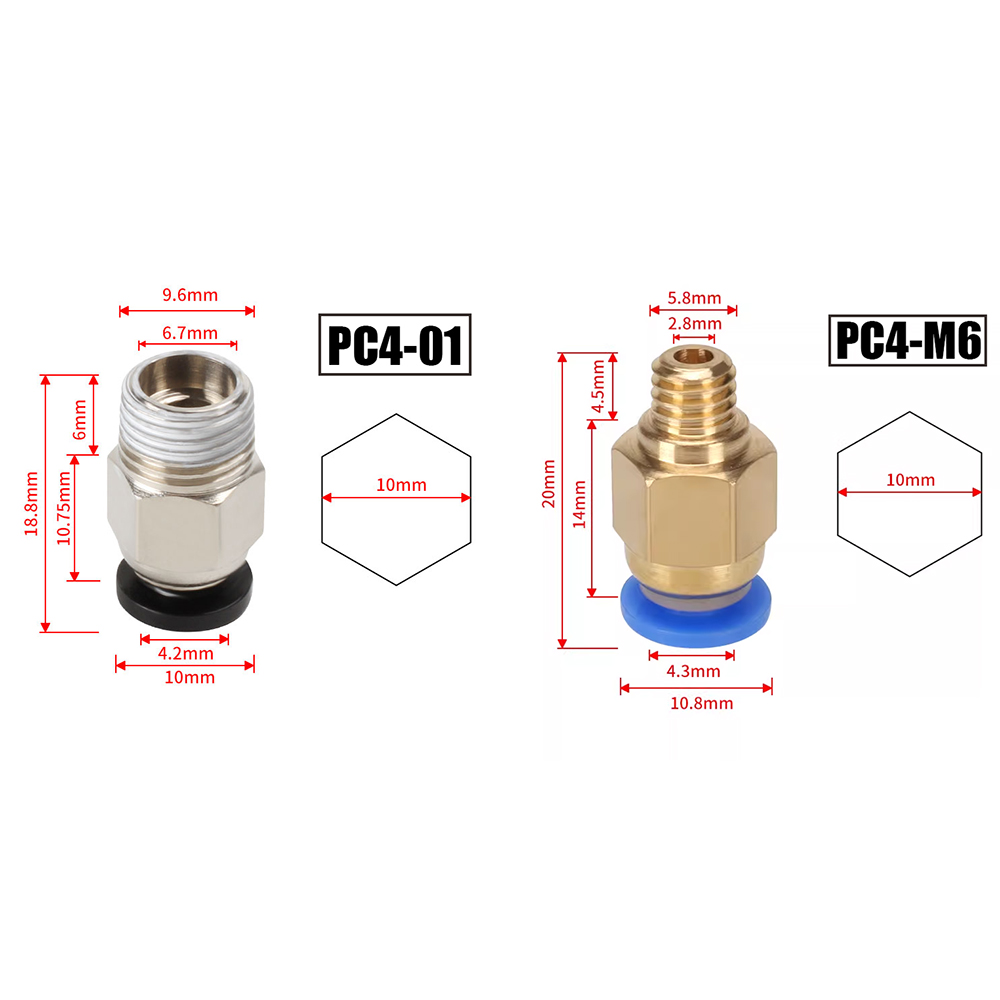 10 ชิ้น/ล็อต ข้อต่อลม PC4-M10  - Ptfe Tape Thread บทวิจารณ์และราคา