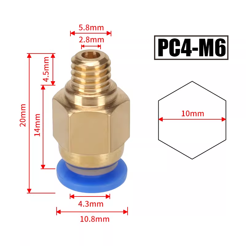 10 ชิ้น/ล็อต ข้อต่อลม PC4-M10  - Ptfe Tape Thread บทวิจารณ์และราคา